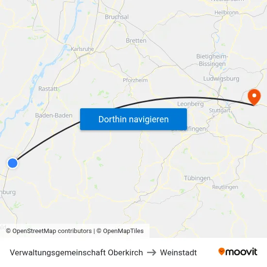 Verwaltungsgemeinschaft Oberkirch to Weinstadt map