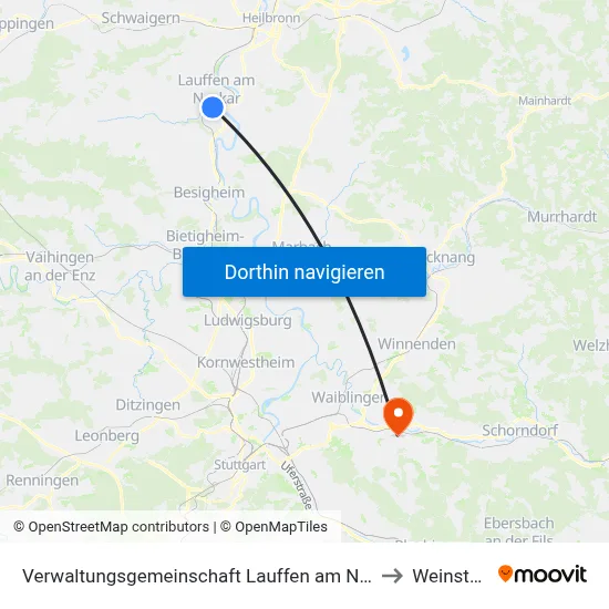Verwaltungsgemeinschaft Lauffen am Neckar to Weinstadt map