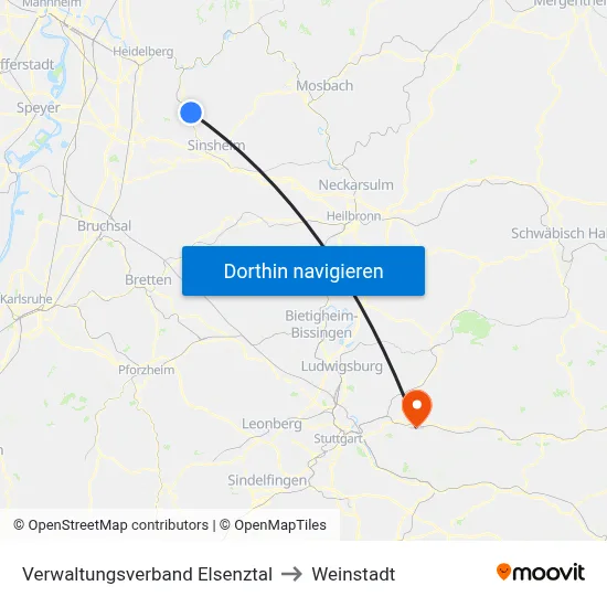 Verwaltungsverband Elsenztal to Weinstadt map