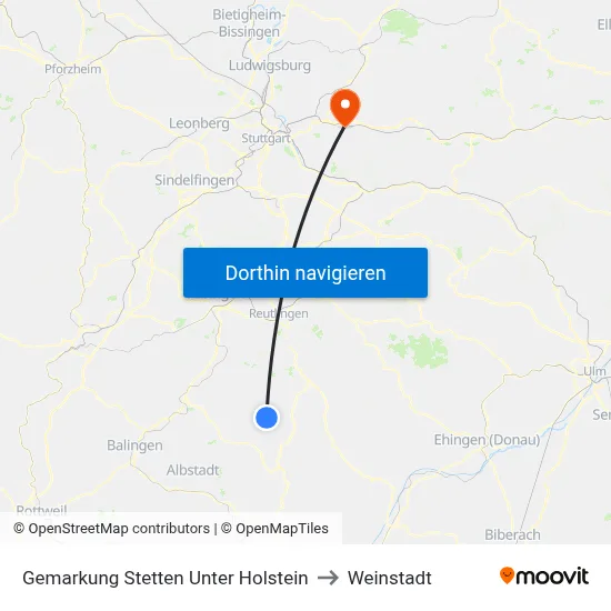 Gemarkung Stetten Unter Holstein to Weinstadt map