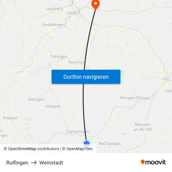 Rulfingen to Weinstadt map