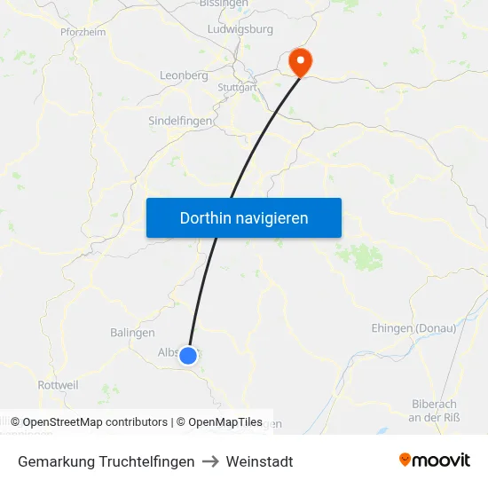 Gemarkung Truchtelfingen to Weinstadt map