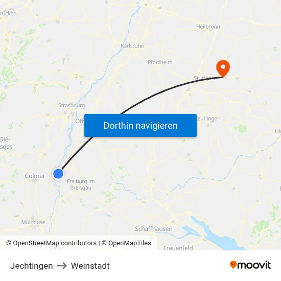 Jechtingen to Weinstadt map