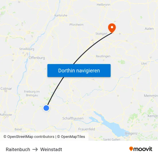 Raitenbuch to Weinstadt map