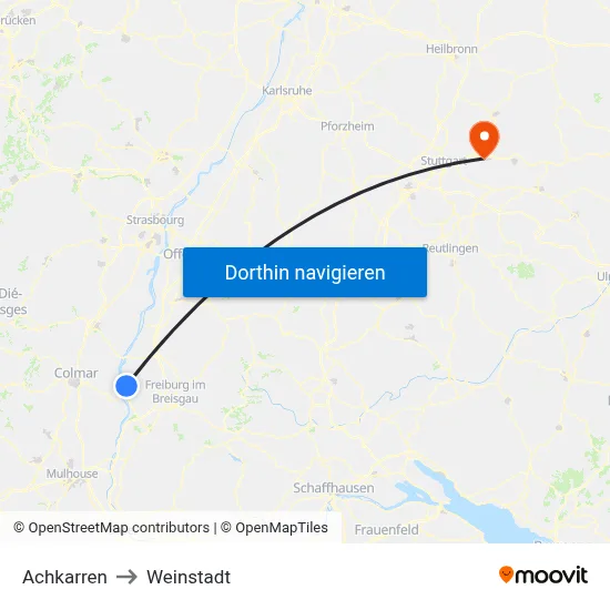 Achkarren to Weinstadt map