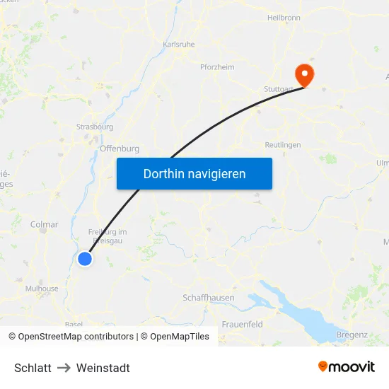 Schlatt to Weinstadt map