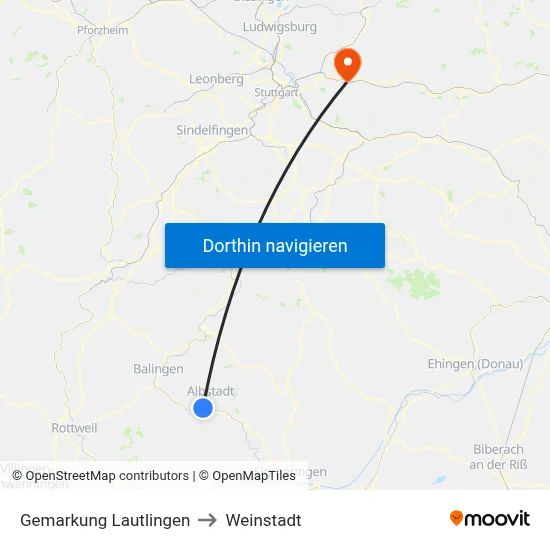 Gemarkung Lautlingen to Weinstadt map