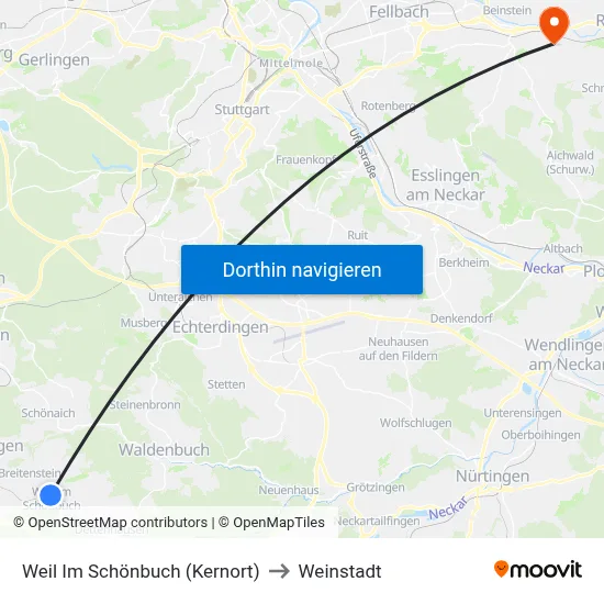 Weil Im Schönbuch (Kernort) to Weinstadt map