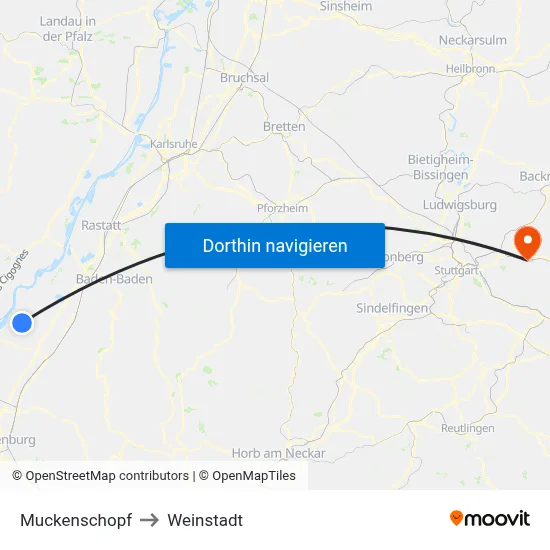 Muckenschopf to Weinstadt map