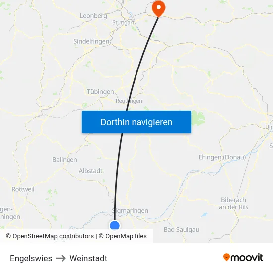 Engelswies to Weinstadt map
