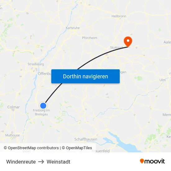 Windenreute to Weinstadt map