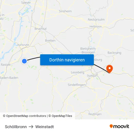 Schöllbronn to Weinstadt map