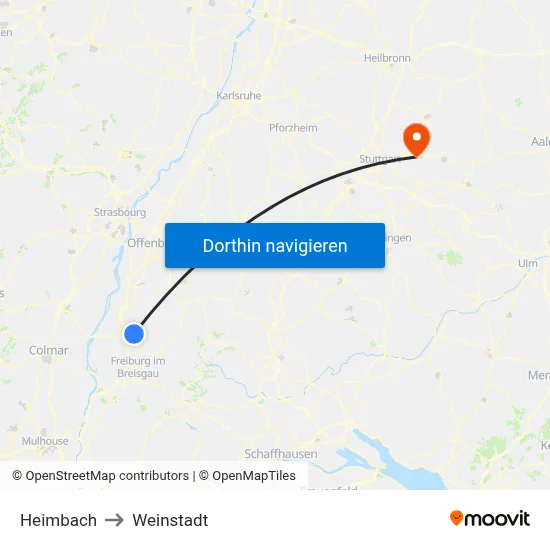 Heimbach to Weinstadt map