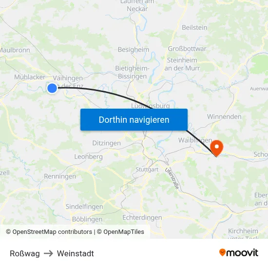 Roßwag to Weinstadt map