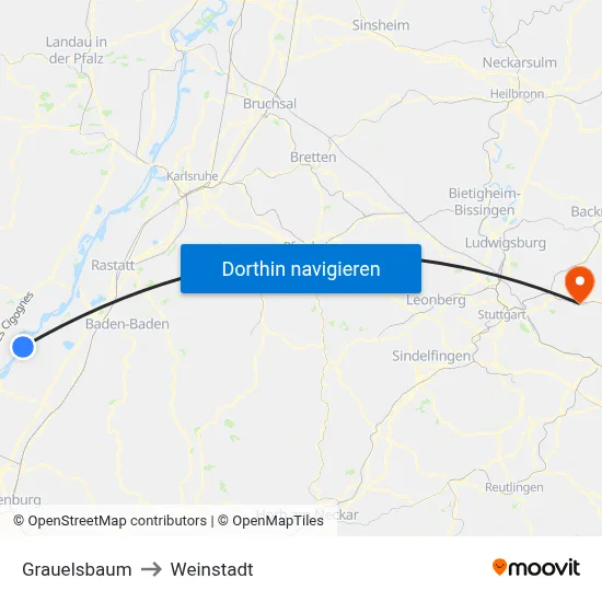 Grauelsbaum to Weinstadt map