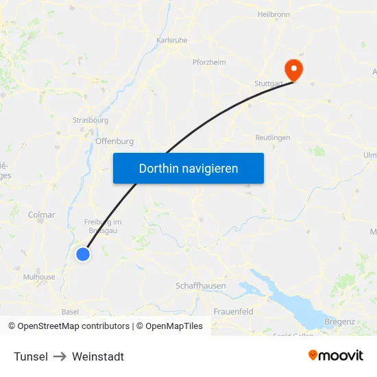 Tunsel to Weinstadt map