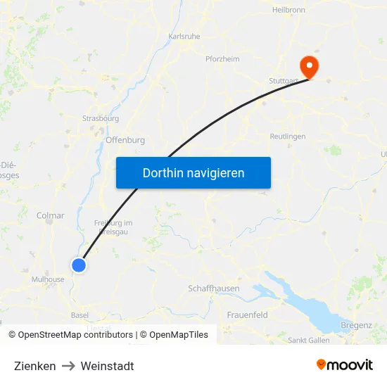 Zienken to Weinstadt map