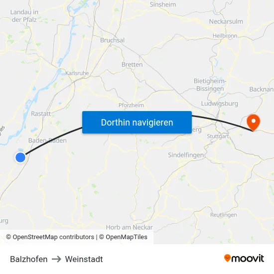 Balzhofen to Weinstadt map
