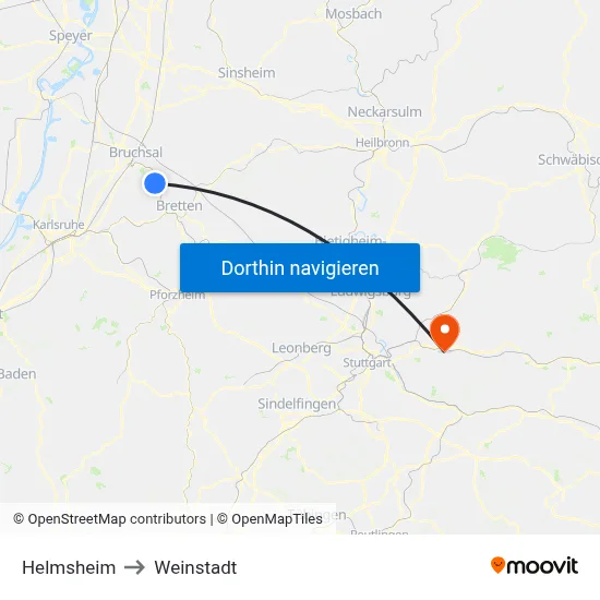 Helmsheim to Weinstadt map