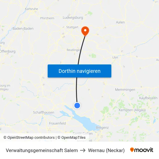 Verwaltungsgemeinschaft Salem to Wernau (Neckar) map