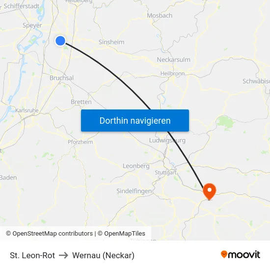 St. Leon-Rot to Wernau (Neckar) map