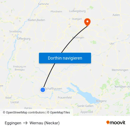 Eggingen to Wernau (Neckar) map