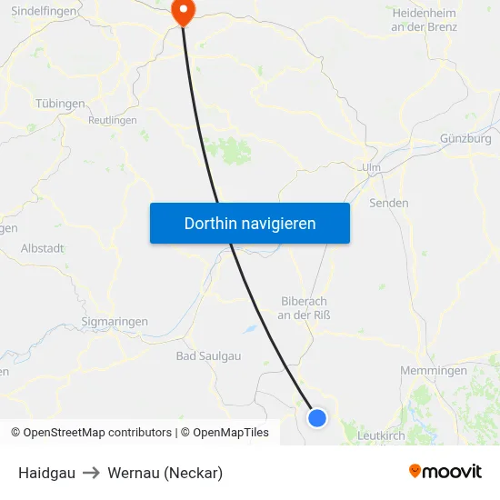 Haidgau to Wernau (Neckar) map