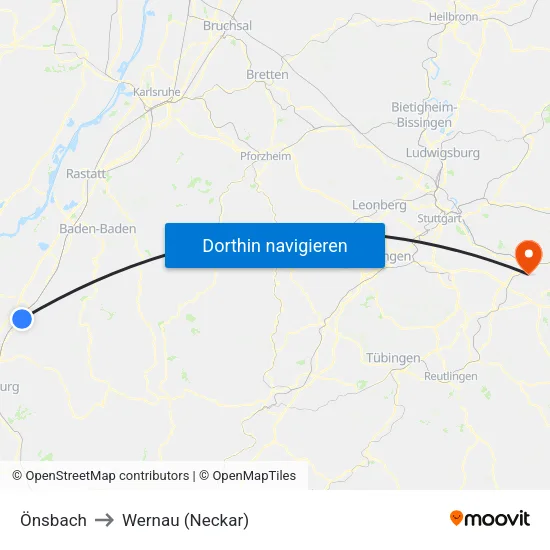 Önsbach to Wernau (Neckar) map