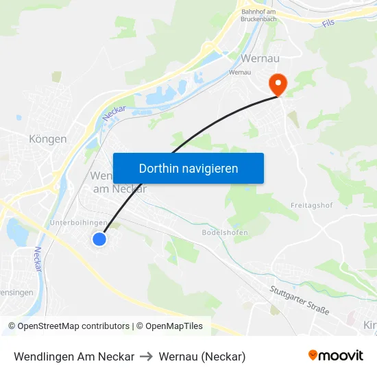 Wendlingen Am Neckar to Wernau (Neckar) map