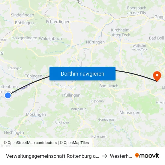 Verwaltungsgemeinschaft Rottenburg am Neckar to Westerheim map
