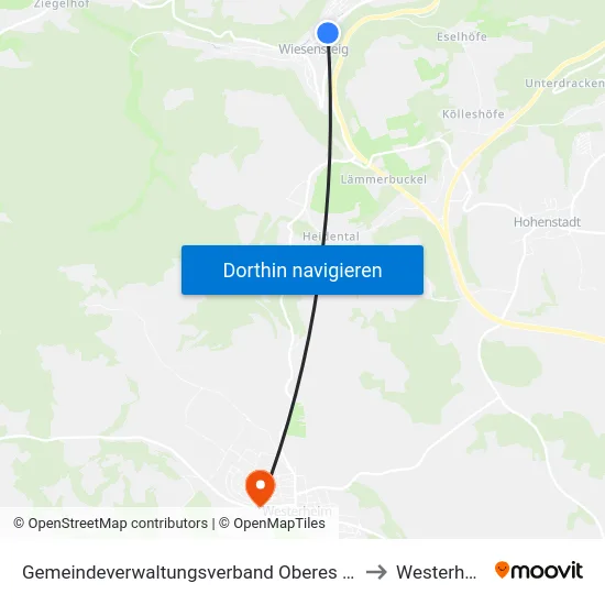Gemeindeverwaltungsverband Oberes Filstal to Westerheim map