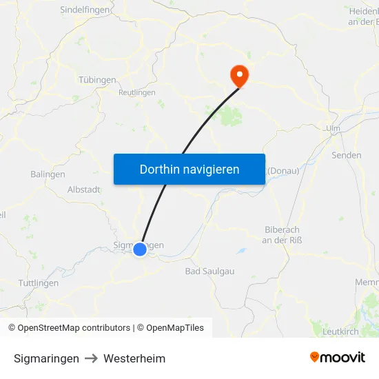 Sigmaringen to Westerheim map