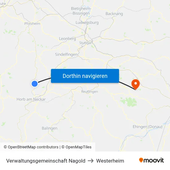 Verwaltungsgemeinschaft Nagold to Westerheim map