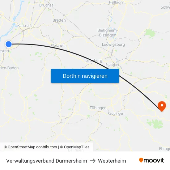 Verwaltungsverband Durmersheim to Westerheim map