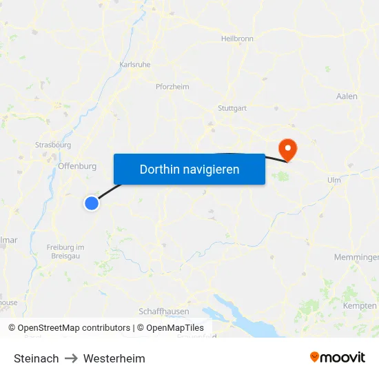 Steinach to Westerheim map