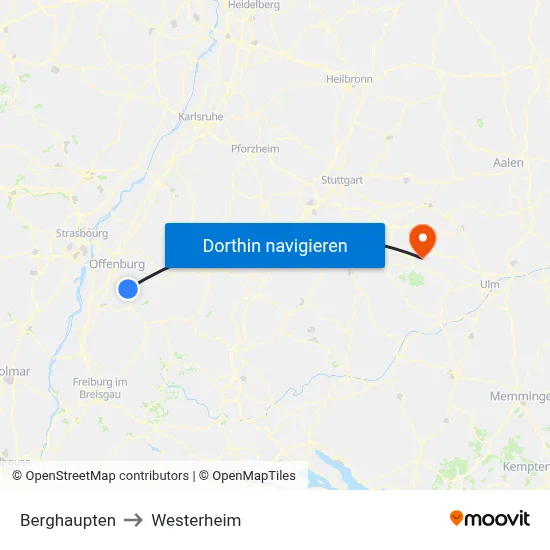 Berghaupten to Westerheim map