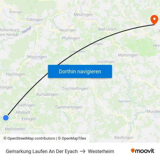 Gemarkung Laufen An Der Eyach to Westerheim map