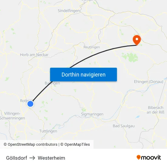 Göllsdorf to Westerheim map