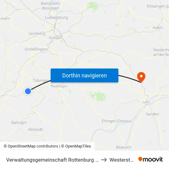 Verwaltungsgemeinschaft Rottenburg am Neckar to Westerstetten map