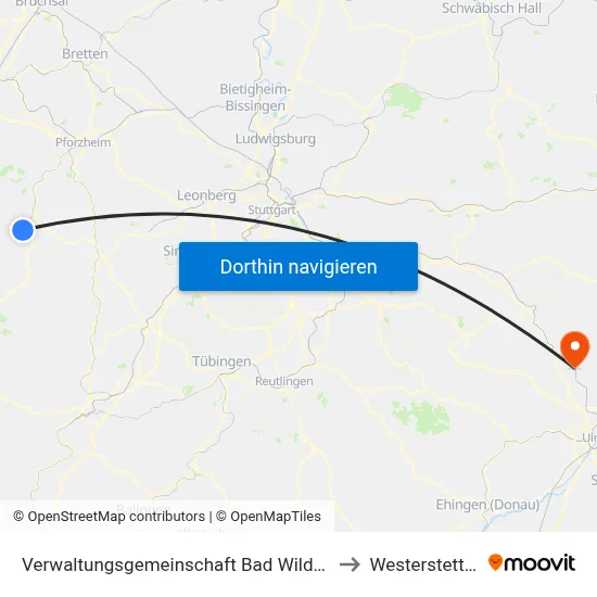 Verwaltungsgemeinschaft Bad Wildbad to Westerstetten map