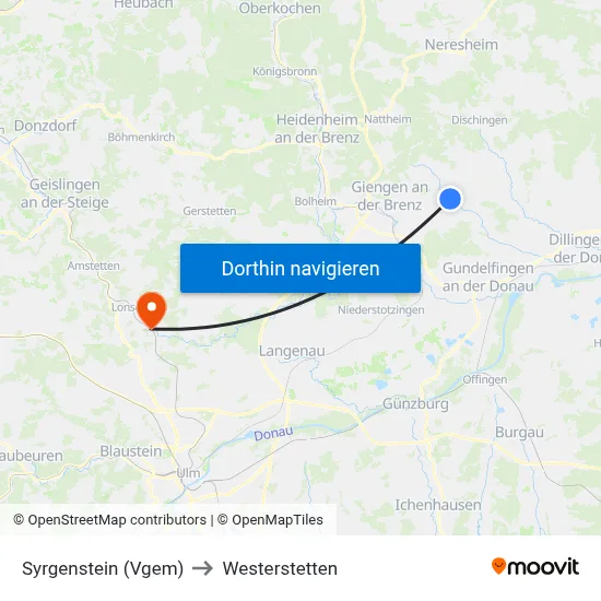 Syrgenstein (Vgem) to Westerstetten map