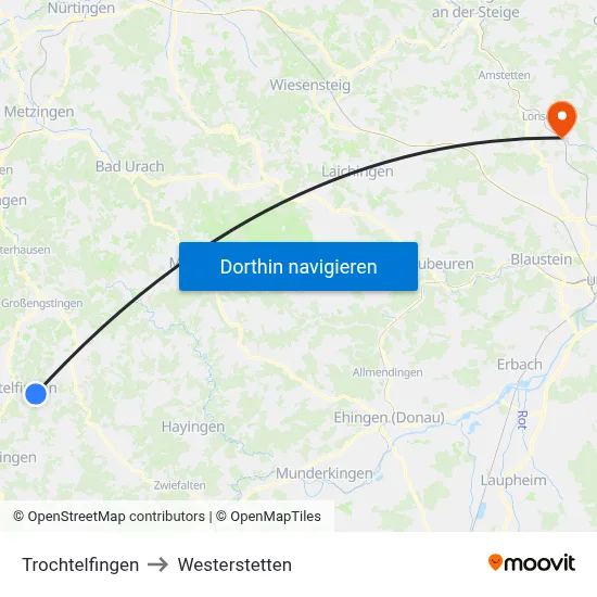 Trochtelfingen to Westerstetten map