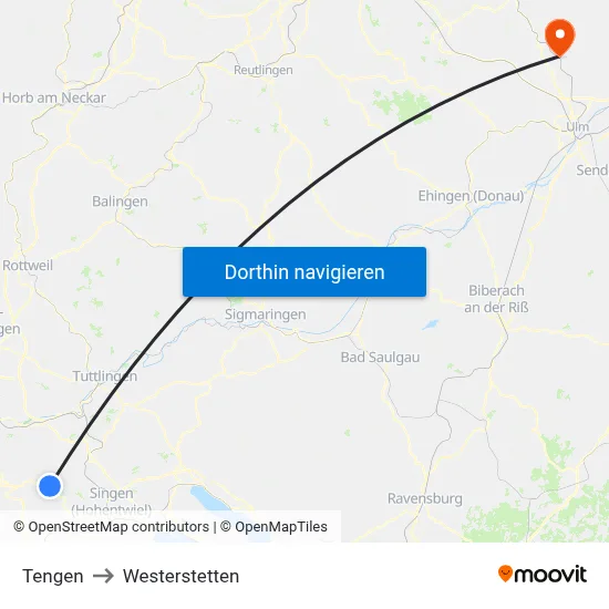 Tengen to Westerstetten map