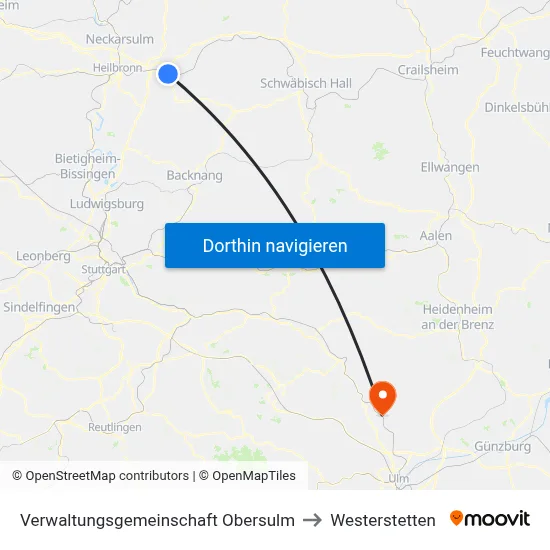 Verwaltungsgemeinschaft Obersulm to Westerstetten map