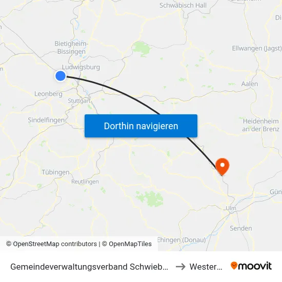 Gemeindeverwaltungsverband Schwieberdingen-Hemmingen to Westerstetten map