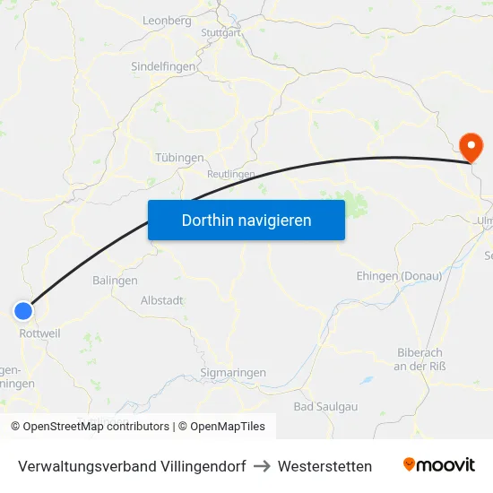 Verwaltungsverband Villingendorf to Westerstetten map