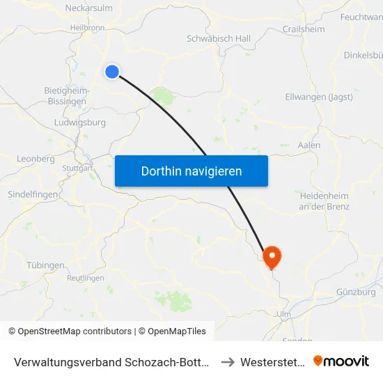 Verwaltungsverband Schozach-Bottwartal to Westerstetten map