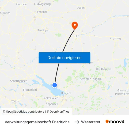 Verwaltungsgemeinschaft Friedrichshafen to Westerstetten map