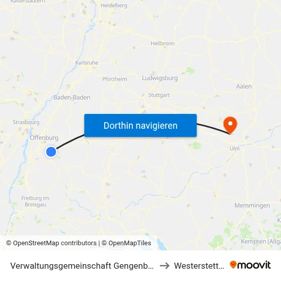 Verwaltungsgemeinschaft Gengenbach to Westerstetten map