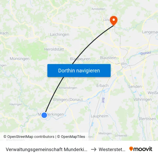 Verwaltungsgemeinschaft Munderkingen to Westerstetten map